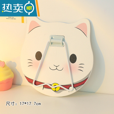 敬平ins风不规则镜子学生女可爱创意宿舍家用便携折叠桌面玻璃化妆镜 桔红色 粉色猫耳便携式用镜