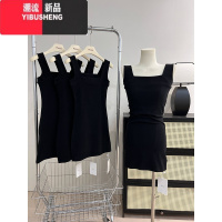 YIBUSHENGyu衣舍灰色吊带裙女黑色紧身包臀白色针织纯欲风内搭背心连衣裙
