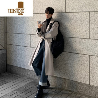 YANXU2023新款风衣男中长款韩版英伦风过膝大衣男士潮流痞帅秋春季外套