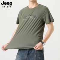 Jeep spirit短袖夏季男款体恤2025新款宽松上衣服高端冰丝男士T恤