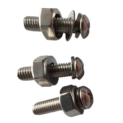 vzi 304不锈钢盘头螺丝平垫弹垫螺母组合 M10*65(10套) 包