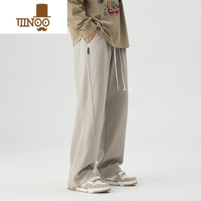 YANXU垂感卫裤男款运动加绒加厚vibe风直筒宽松阔腿休闲裤子