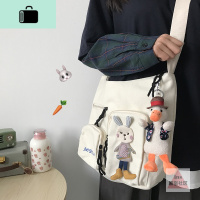 韩国ins大容量学生帆布包女斜挎包原宿少女上课包日系可爱卡通NEW LAKE