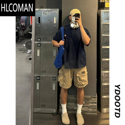 HLCOMAN美式复古卡其色短裤男款夏季薄款裤子设计感高级hiphop工装五分裤