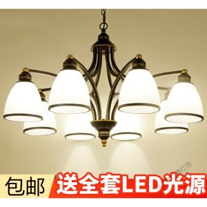 苏宁放心购 美式吊灯客厅灯现代简约大气卧室餐厅灯北欧铁艺欧式家用灯饰灯具