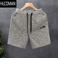 HLCOMAN2025夏季新款男士条纹短裤时尚百搭休闲沙滩裤潮牌宽松直筒五分裤