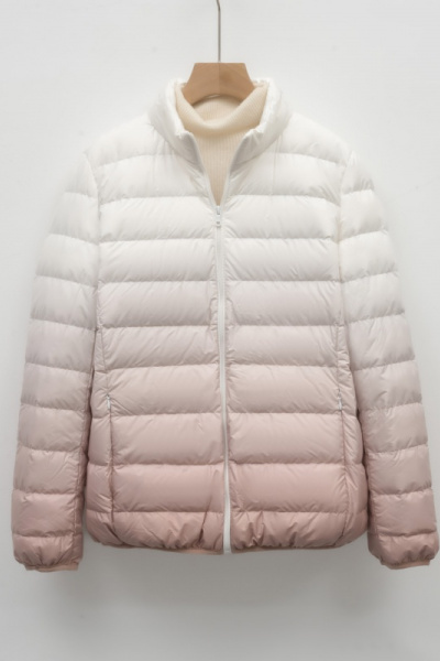 女装秋冬新款90绒轻薄羽绒服女款女式立领渐变色撞色外套