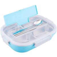 美帮汇茶具分格饭盒学生易清洗便当盒三分隔型304不锈钢保温餐盒套装上班族