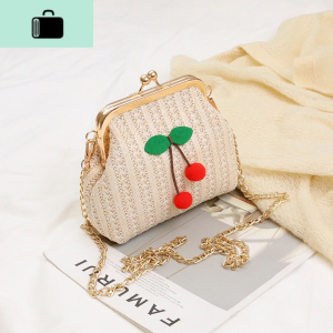 上新编水桶包包女2020春夏新款韩版潮小清新编织单肩斜挎链条包NEW LAKE 米白色女士单肩包 米白色