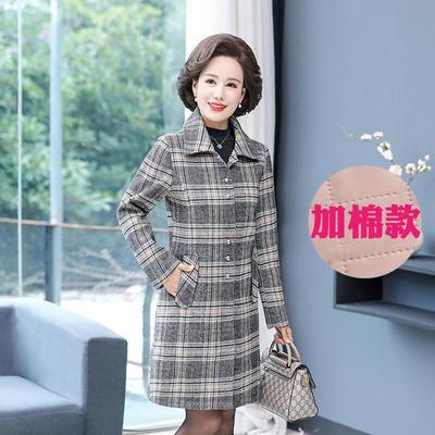 迪鲁奥(DILUAO)40岁50岁妈妈穿的呢子大衣中老年女秋装外套常规款阔太太洋气风衣妈妈秋冬夹格子大衣