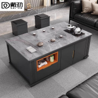 戴劲岩板茶几客厅茶台烧水壶一体桌家用泡茶台办公室茶桌1.3米灰色