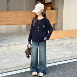 女童春秋季套装新款女大童秋季韩系针织开衫儿童休闲两件套潮