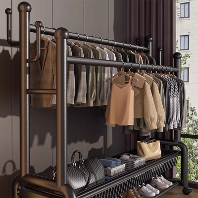 [补贴10%]日本衣架卧室落地家用挂衣架晾衣室内衣服架子杆加粗加厚超强承重