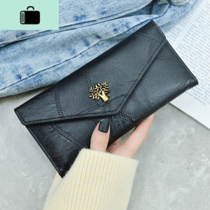 超薄钱夹日韩简约女士钱包女长款搭扣皮夹多功能卡包大容量质感潮NEW LAKE