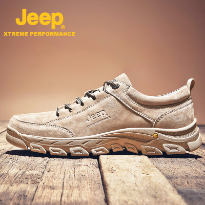 jeep吉普男鞋秋季户外登山潮鞋男士运动休闲鞋子真皮工装徒步板鞋