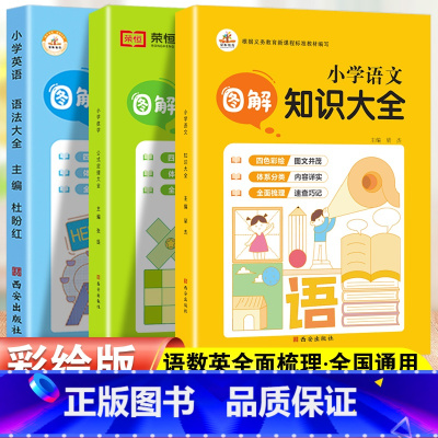 语数英3本 小学通用 [正版]小学图解数学公式定理语文知识英语语法大全人教版全套一年级二年级三四五六年级辅导资料工具书知