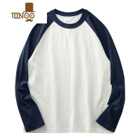 YANXU320G插肩长袖t恤男美式撞色拼接打底衫宽松圆领卫衣男女