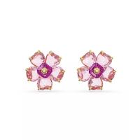 施华洛世奇(SWAROVSKI)女款水晶花朵耳钉14K金镀金优雅耳饰礼盒包装时尚耳环