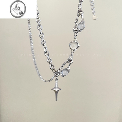 JiMi钛钢双层玛瑙流苏项链女ins嘻哈冷淡风颈链高级设计感小众锁骨链