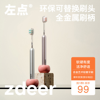 左点轻奢艺术牙刷ZD-D203-哑面款(银色)+4支刷头