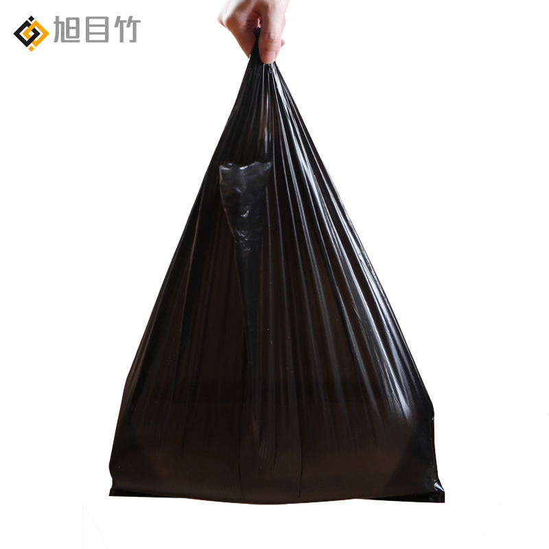 旭目竹 家用背心式垃圾袋黑色加厚一次性塑料袋50只/捆 宽36*55cm 捆