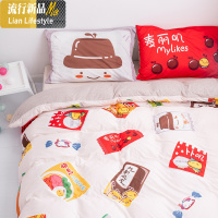 天竺棉可爱卡通印花四件套床上针织棉网红少女心被套 三维工匠
