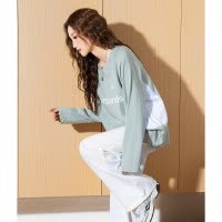 [2.5折价60元]唐狮女圆领拼接前胸字母长袖T恤设计感百搭韩系休闲潮流