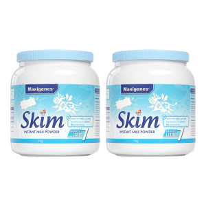 新效期[保税]2罐-美可卓(Maxigenes)蓝胖子蓝妹子脱脂高钙牛奶粉1kg澳洲进口脱脂成人奶粉中老年青少年