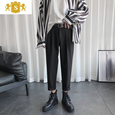 SUNTEK旋律风车垂坠感西裤男新款潮韩版宽松春季痞帅直筒裤百搭休闲长裤西裤