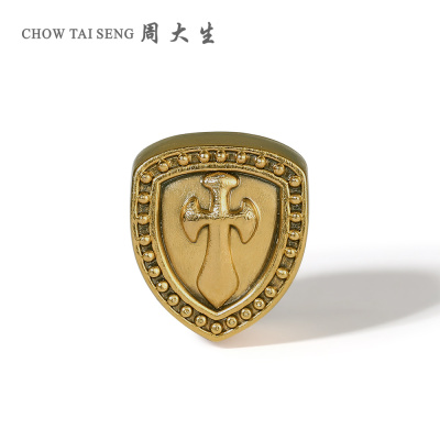 周大生黄金运珠手链男复古金骑士足金路路通散珠硬金氪金玩家