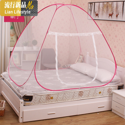 蚊帐宿舍蒙古包上下铺1米有底单人家用拉链可折叠15米免安装蚊帐 三维工匠