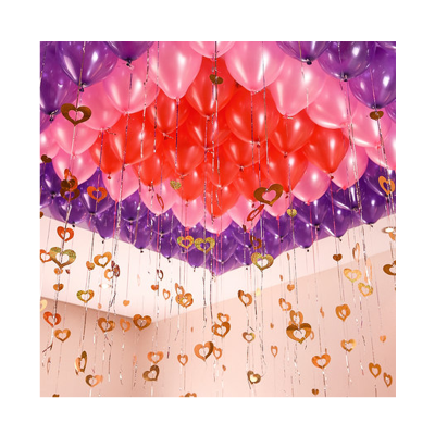 红粉紫+金色爱心-婚礼气球装饰套装结婚房布置雨丝气球生活日用节日/派对庆典用品气球/飘空气球