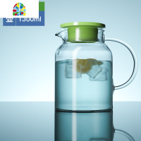 冷水壶玻璃耐热高温防爆家用大容量茶壶水杯套装凉白开冰水凉水壶 FENGHOU 1500ml-PP盖