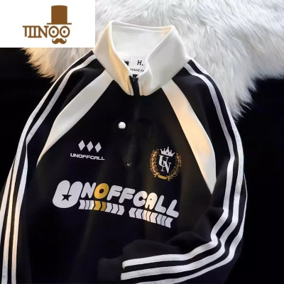 YANXU加大码300斤美式小众ins潮半拉链拼接卫衣男女秋季感立领外套