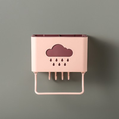 筷子笼家用厨房置物架壁挂式筷子笼筷篓镂空沥水餐具勺子收纳架 敬平 粉红[悬挂款]筷笼