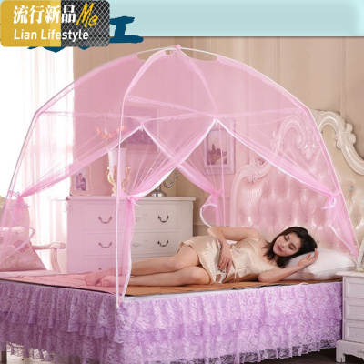 蚊帐家用双人蒙古包1.5米1.8m1.2床加密拉链支架纹账单人学生宿舍 三维工匠