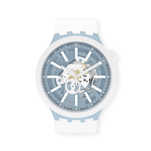 Swatch斯沃琪瑞士手表 BIG BOLD 系列 纯净蓝白 石英学生手表 SB03N103 SB03N103