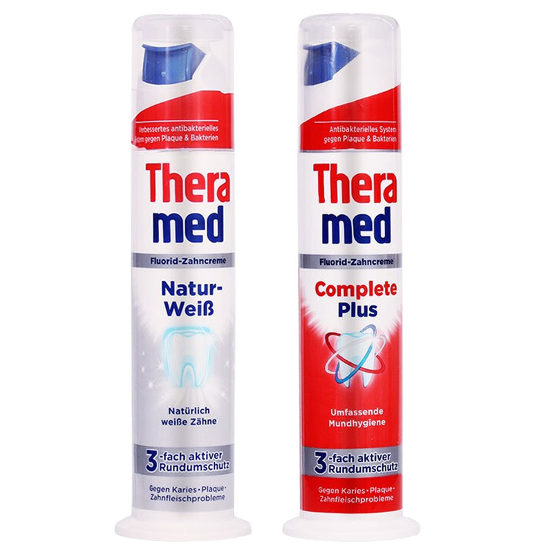 德国原装进口汉高theramed汉高牙膏泰瑞美站立式按压牙膏100ml 2支装