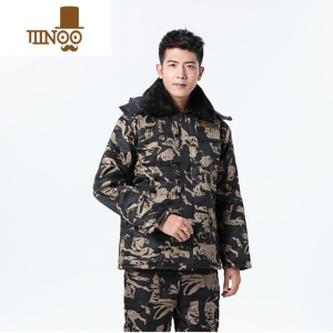 YANXU迷彩棉衣男短款加绒加厚可拆卸帽工装棉袄冷裤防寒保暖工作服