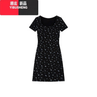YIBUSHENG法式复古碎花裙女季甜辣妹U领连衣裙收腰包臀裙长裙子