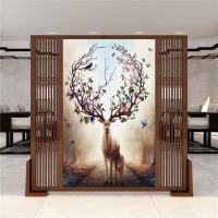 BONJEAN新中式屏风隔断墙客厅餐厅卧室遮挡实木玄关酒店办公室荷花鹿座屏