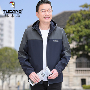 啄木鸟爸爸外套春秋款中年男士夹克衫中老年人男春秋装薄款上衣服