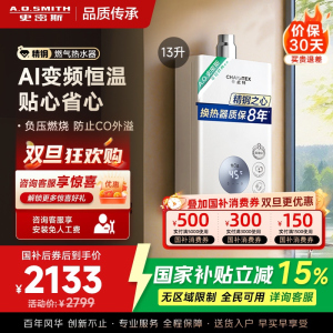 AO史密斯佳尼特13升燃气热水器佳尼特 不锈钢换热器8年包换 精控恒温 抗风防冻JSQ26-TC1