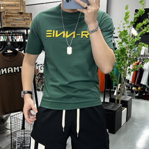 立体字母短袖T恤男士上衣圆领半袖修身打底衫上衣潮流欧洲站夏季