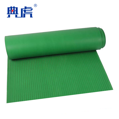典虎 绝缘橡胶垫 绿色条纹8mm*1m*10m 卷