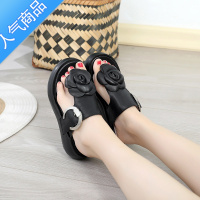 SUNTEK新款凉拖鞋女2022花朵夏季坡跟舒适防水台民族风松糕厚底凉鞋