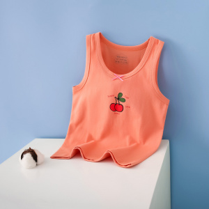 夏季新款儿童背心莱卡棉男女童卡通印花背心简约无袖贴身上衣打底