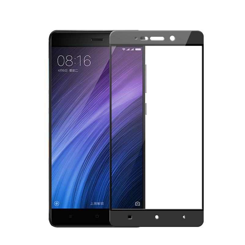 [买2送手机壳]轻万适用小米红米4x钢化膜xiaomi全屏丝印黑色红米4x