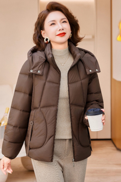 冬季连帽中老年女装时尚保暖棉服妈妈装冬装衣服40-60岁中年棉衣