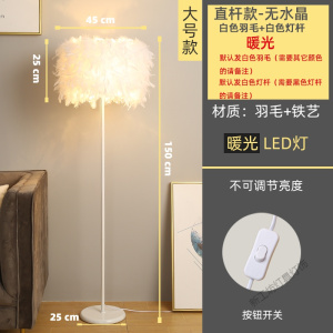 苏宁放心购 钓鱼灯北欧网红羽毛水晶落地灯客厅书房卧室床头台灯主播补光灯